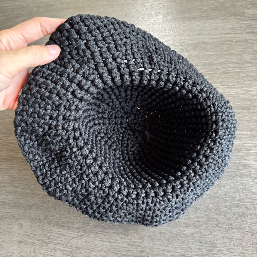 Black Knit Crochet Sunhat Bow Brimmed Hat - Picture 4 of 7